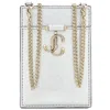 Jimmy Choo Nappa Leather Id Holder With Chain In Silver Tone/gold Tone