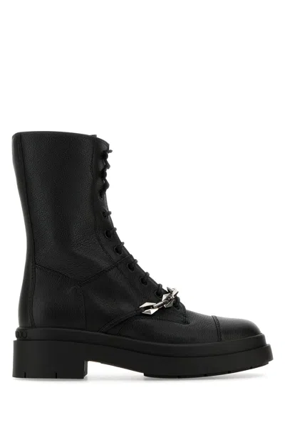 JIMMY CHOO JIMMY CHOO BLACK LEATHER NARI ANKLE BOOTS