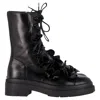 Jimmy Choo Nari Flowers Combat Booties In Black Leather In Black