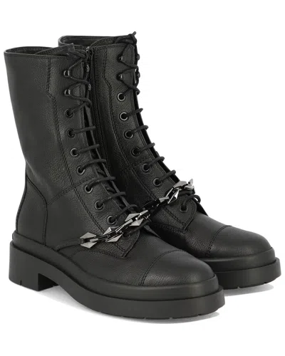 Jimmy Choo Chunky Sole Chain Detail Round Toe Boots In Black