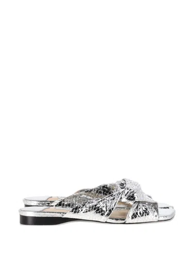 Pre-owned Jimmy Choo Narisa Knotted Square Sandals In Silver