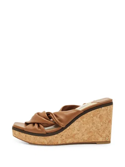 Pre-owned Jimmy Choo Narisa Wedge Sandals In Brown