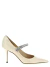 Jimmy Choo Bing 65 Pointed-toe Embellished Pumps In Natural