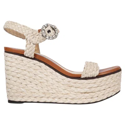 Pre-owned Jimmy Choo Natural Raffia Nylah 100 Platform Wedge Sandals Shoes 42 Fit 41