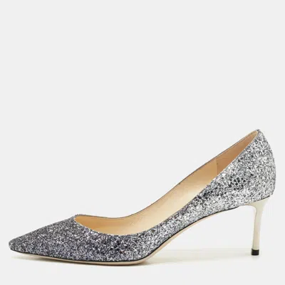 Pre-owned Jimmy Choo Navy Blue/silver Degrade Glitter Romy Pumps Size 41