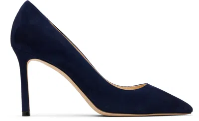 Jimmy Choo Navy Romy 85 Heels In Blue