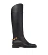 Jimmy Choo Nell Leather Chain Tall Riding Boots In Black