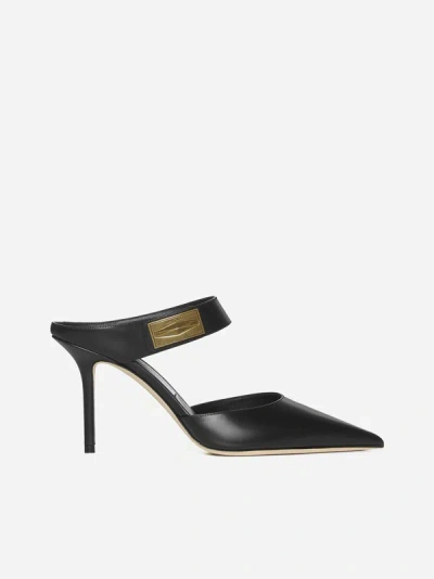 Jimmy Choo Nell 85mm Leather Mules In Black