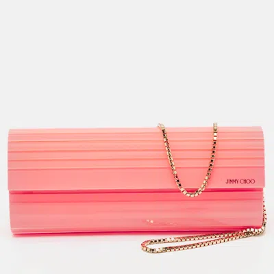 Pre-owned Jimmy Choo Neon Pink Acrylic Sweetie Chain Clutch