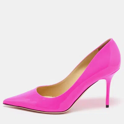 Pre-owned Jimmy Choo Neon Pink Patent Leather Agnes Pumps Size 37