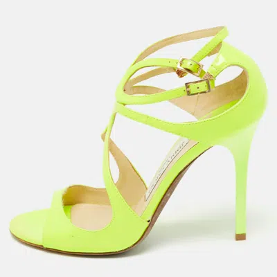 Pre-owned Jimmy Choo Neon Yellow Leather Lance Sandals Size 36
