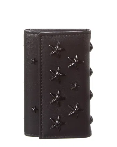 Jimmy Choo Neptune Leather Key Case In Black