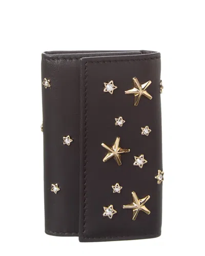 Jimmy Choo Neptune Leather Key Case In Black