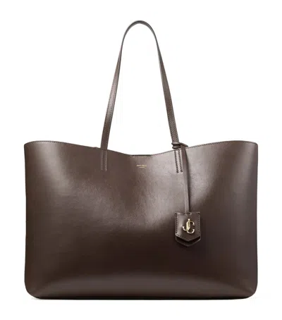 Jimmy Choo Nine2five East-west Leather Tote Bag In Brown