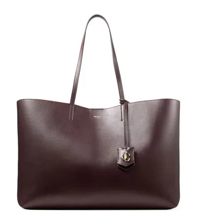 Jimmy Choo Nine2five East-west Leather Tote Bag In Burgundy