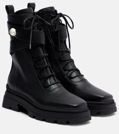 JIMMY CHOO NOEMI 45 LEATHER COMBAT BOOTS