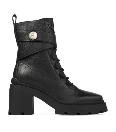 Jimmy Choo Noemi 80 Leather Biker Boots In Black
