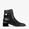 Jimmy Choo Noor Leather Pearly-button Ankle Booties In Black