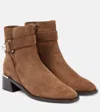 Jimmy Choo Noor 45 Suede Pearly-button Ankle Booties In Braun