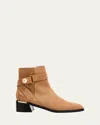 Jimmy Choo Noor 45 Suede Pearly-button Ankle Booties In Brown