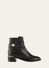 JIMMY CHOO NOOR LEATHER PEARLY-BUTTON ANKLE BOOTIES