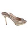 Jimmy Choo Nova Glitter Peep Toe Slingback Pumps In Gold Leather In Gold