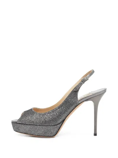 Pre-owned Jimmy Choo Nova Peep-toe Slingback Heeled Sandals In Silver