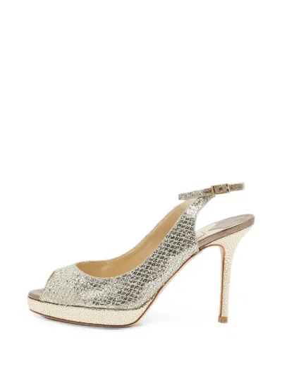 Pre-owned Jimmy Choo Nova Peep-toe Slingback Pumps In Gold