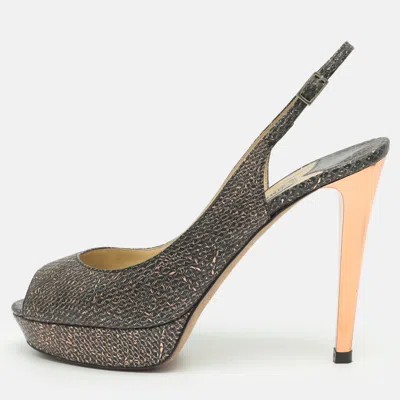 Pre-owned Jimmy Choo Nova Size 40 Metallic Snake Print Leather Platform Pumps