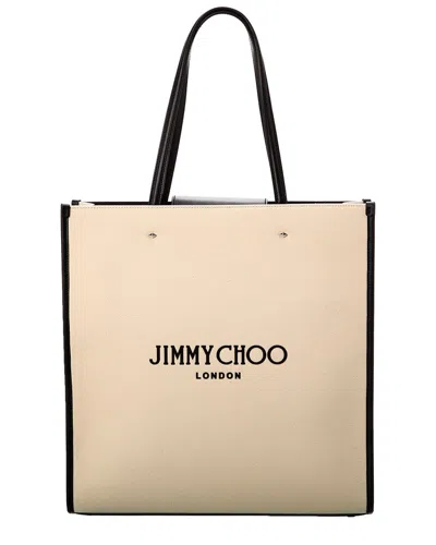 JIMMY CHOO N/S LARGE CANVAS & LEATHER TOTE