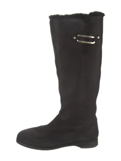 Pre-owned Jimmy Choo Nubuck Riding Boots In Black