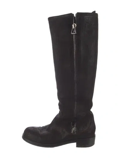 Pre-owned Jimmy Choo Nubuck Riding Boots In Brown