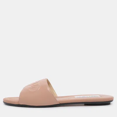 Jimmy Choo Nude Pink Leather Tiaret Flat Slides