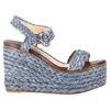 Jimmy Choo Nylah Espadrille Ankle Strap Wedge Sandals In Blue Raffia In Blue