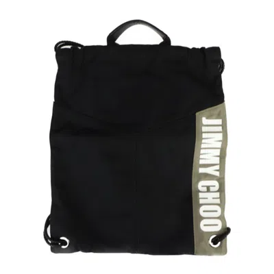 Pre-owned Jimmy Choo Nylon Canvas Leather Backpack Handbag Tote Bag () In Black