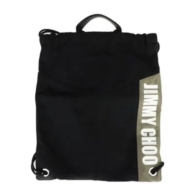 Pre-owned Jimmy Choo Nylon Canvas Leather Backpack () In Black