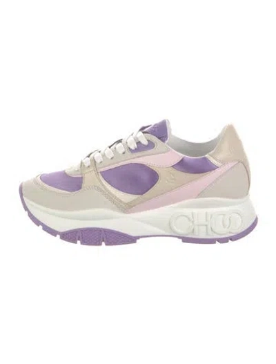 Pre-owned Jimmy Choo Nylon Colorblock Pattern Chunky Sneakers W/ Tags In Neutral