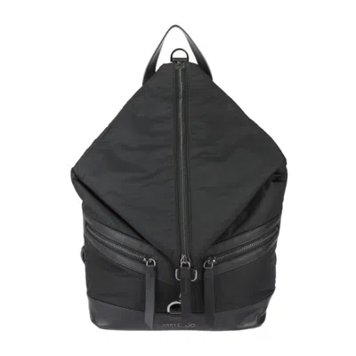 Pre-owned Jimmy Choo Nylon Leather Backpack () In Black
