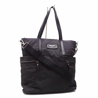 Pre-owned Jimmy Choo Nylon Leather Tote Bag () In Black
