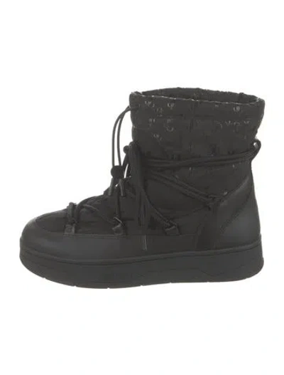 Pre-owned Jimmy Choo Nylon Patterned Snow Boots In Black