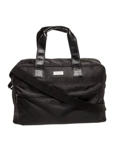 Pre-owned Jimmy Choo Nylon Weekender Bag In Black
