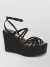 Jimmy Choo Sophisticated Woven Design Pumps With Adjustable Ankle Strap In Black