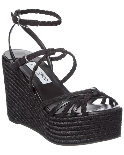 JIMMY CHOO JIMMY CHOO NYRA 100 RAFFIA & SUEDE SANDAL