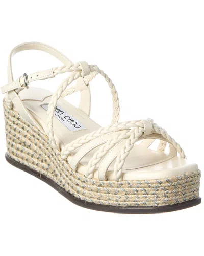 Jimmy Choo Nyra 60 Leather Wedge Sandal In White