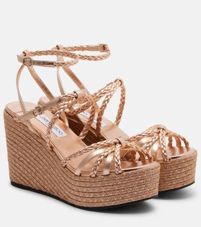 Jimmy Choo Nyra Braided Leather Espadrille Wedges In Multi