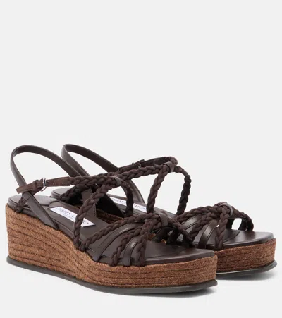 Jimmy Choo 60mm Nyra Leather Espadrille Wedge Sandals In Multi