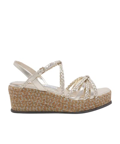 Jimmy Choo Nyra Braided Wedge Sandals In Gold