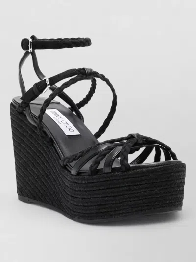 Jimmy Choo Nyra Espadrilles Wedge Platform Open Toe In Black
