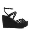 Jimmy Choo Sophisticated Woven Design Pumps With Adjustable Ankle Strap In Black