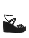 Jimmy Choo Sophisticated Woven Design Pumps With Adjustable Ankle Strap In Black